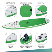 SURF 11'0'' Windsurf SUP Set in Grün mit Carbon Paddel