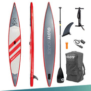 RACE 14'0'' Wettkampf SUP Set in Rot mit Carbon Paddel