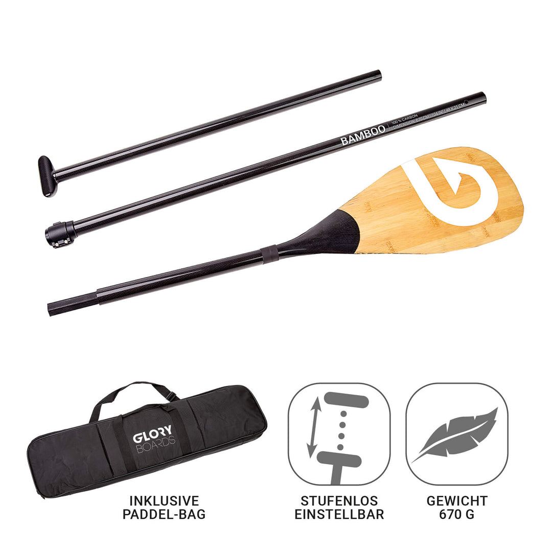 SUP Paddel aus Carbon und Bambus