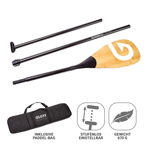 BAMBOO 100% Carbon Touring SUP Paddel 3-Teilig