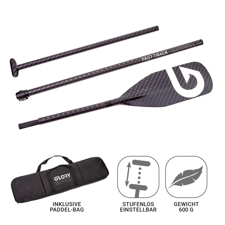FAST TRACK 100% Carbon Touring SUP Paddel 3-Teilig