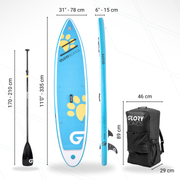 PAW 11'0'' Hunde SUP Set in Türkis mit Carbon Paddel 2025