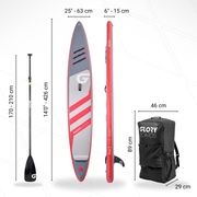 RACE 14'0'' Wettkampf SUP Set in Rot mit Carbon Paddel 2025