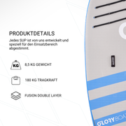 RIVER 9'6'' Wildwasser SUP Set in Blau mit Carbon Paddel 2025