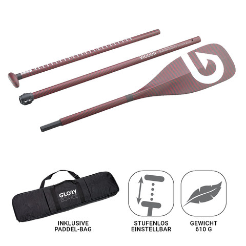 VIGOUR 100% Carbon/Kevlar Wettkampf SUP Paddel 3-Teilig